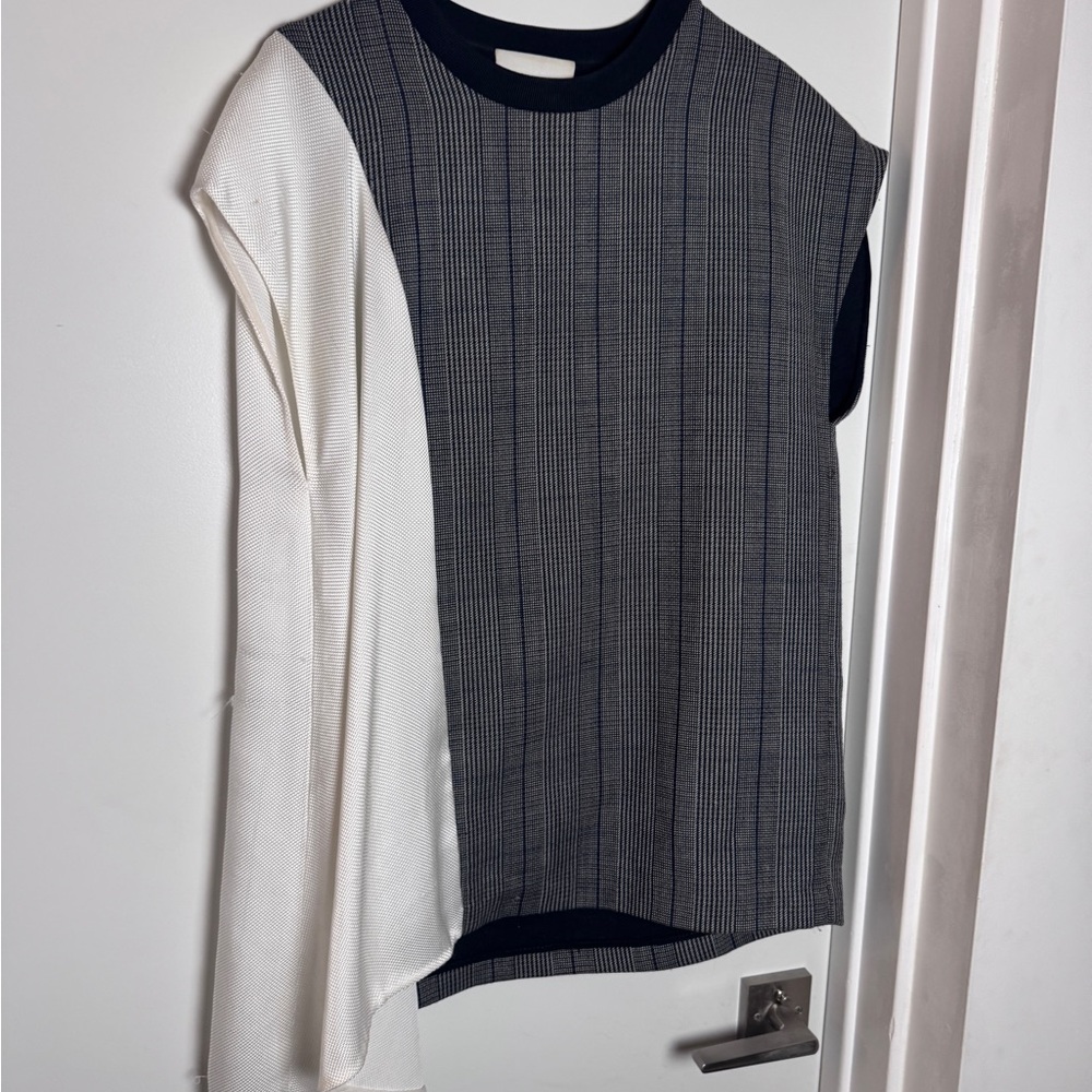 3.1 Phillip Lim Black and White Asymmetric Blouse